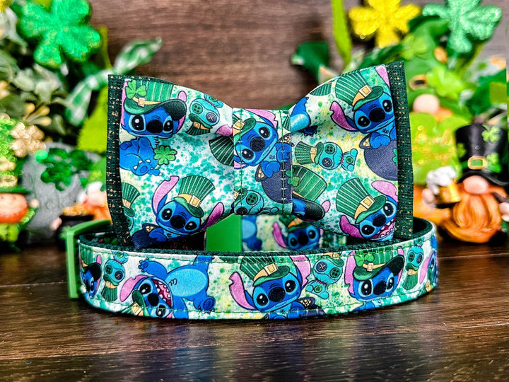 St. Patrick's Day dog collar with bow tie - Lucky Alien