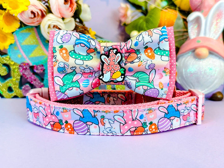 Easter dog collar with bow tie - Happy Gnomes