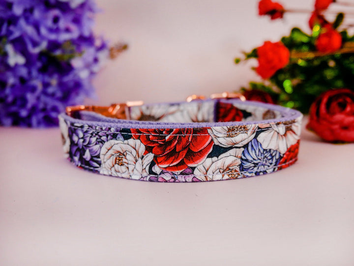 Floral boho dog collar/ Personalized Engraved Buckle Dog Collar