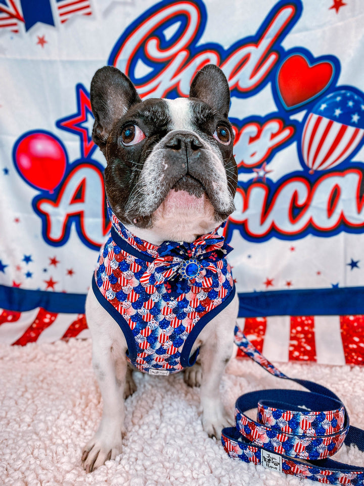 Patriotic mermaid scales dog harness vest/ 4th of july harness/ girl boy dog harness/ independence day harness/ memorial day harness
