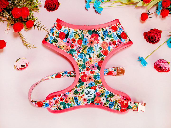 Rifle paper co Floral dog harness set/ Girl flower dog harness and leash/ female dog lead and harness/ custom garden party dog harness vest