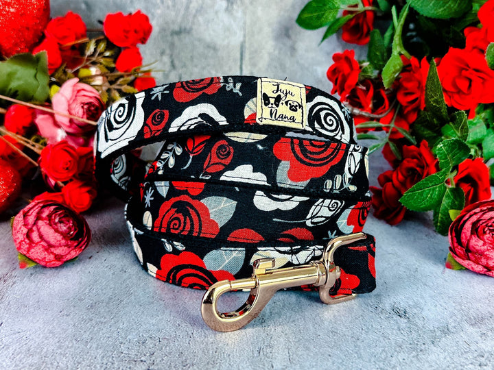 Valentine rose Floral dog collar/ Personalized Engraving Buckle Dog Collar/ girl rose flower collar/ boho female collar/ large small collar