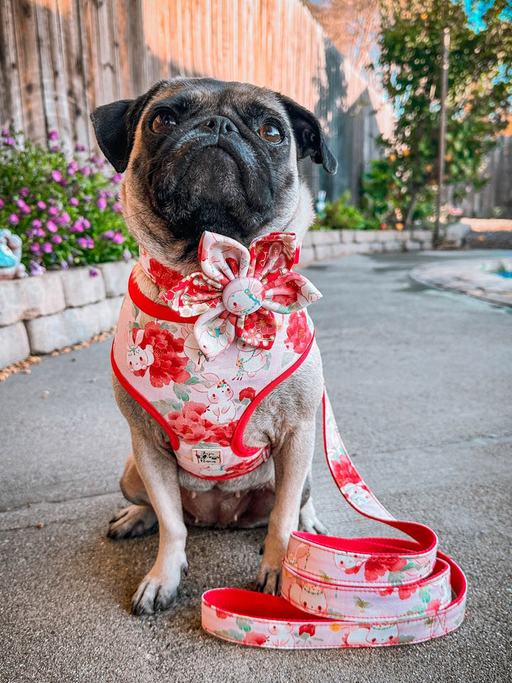 Japanese kimono bunny dog harness vest/ flower rabbit dog harness/ girl female dog harness/ small medium puppy harness/ pink fabric harness