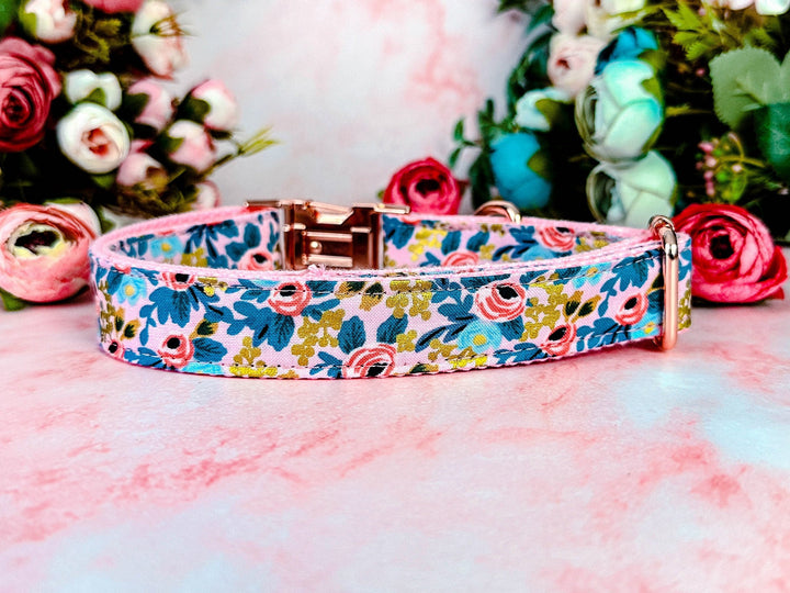 Rifle paper co floral dog collar/ girl flower dog collar/ pink rosa collar/ small large puppy dog collar/ female boho collar