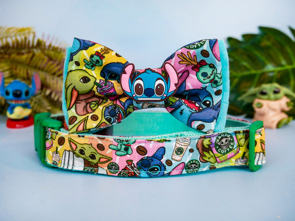 Day dog collar with bow tie - Boba Aliens
