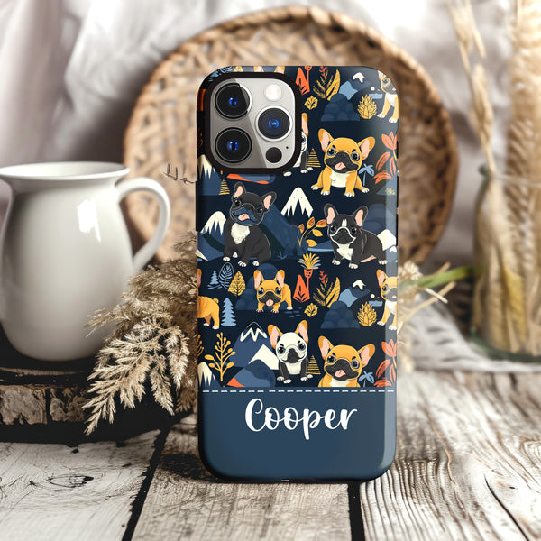 a phone case with a pattern of corgi on it
