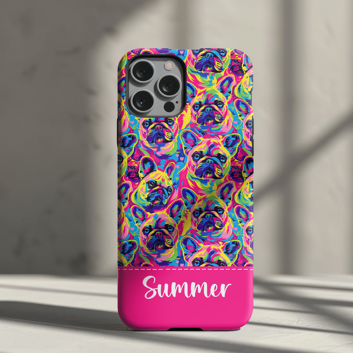 a phone case with a colorful pattern on it