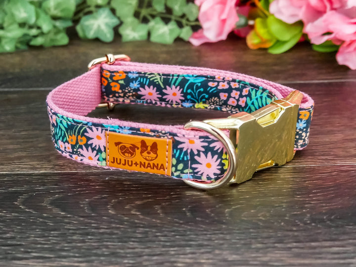 Rifle Paper Co dog collar - Meadow black