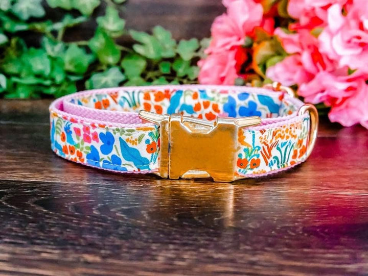 Rifle Paper Co dog collar - Meadow white