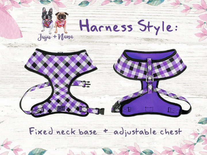 Halloween Plaid dog harness leash set/ Boy girl Dog harness vest/ Fall holiday dog harness and leash/ custom harness/ small puppy harness