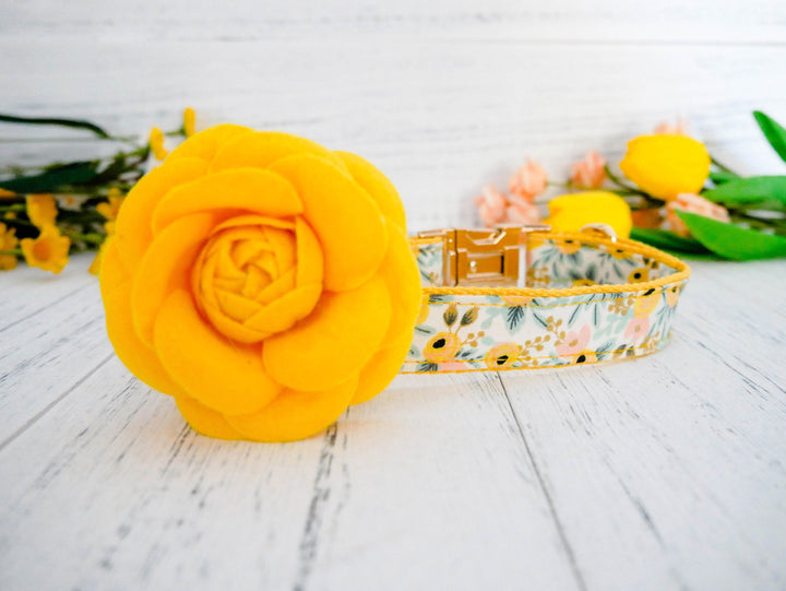 Rifle Paper Co dog collar with flower - Rosa Yellow