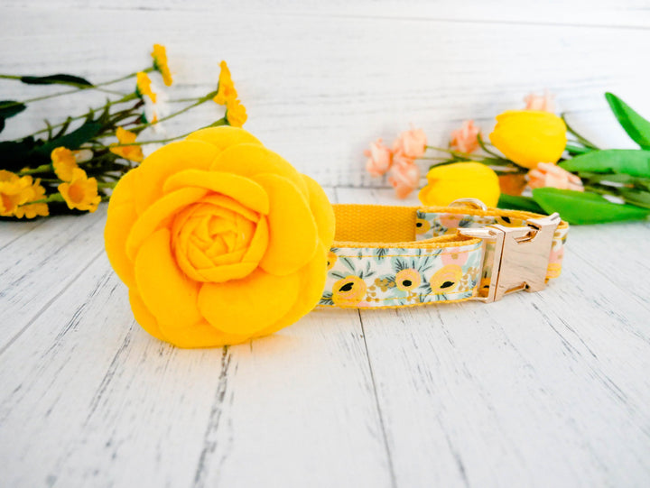 Rifle Paper Co dog collar with flower - Rosa Yellow