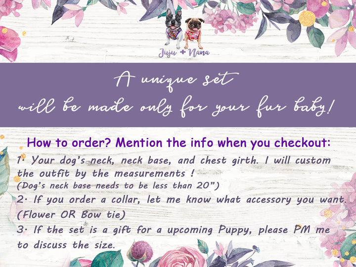 Rifle Paper Co Dog harness set - Meadow Black