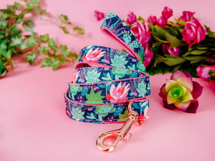 Dog collar - Succulent cactus and flowers