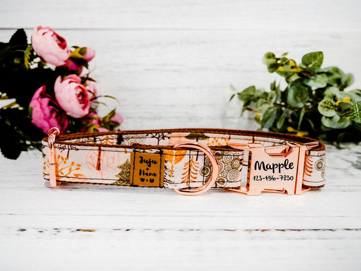 Engraved buckle dog Collar - Pink forest