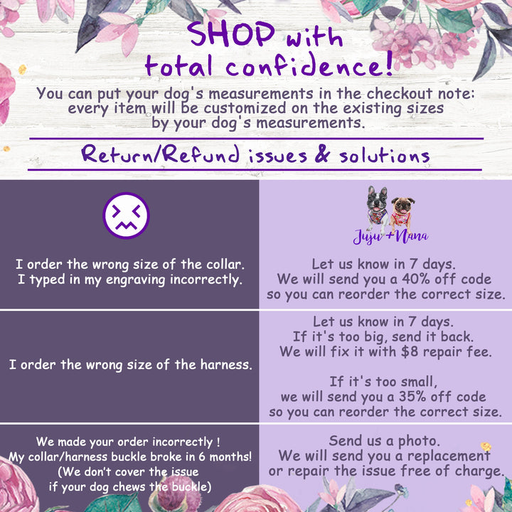 Dog collar with flower - Preppy purple roses
