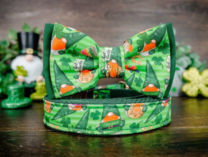 St. Patrick's Day dog collar bow tie - Patrick's Gnomes