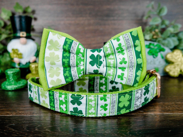 St. Patrick's Day dog collar bow tie - Patrick's day stripes
