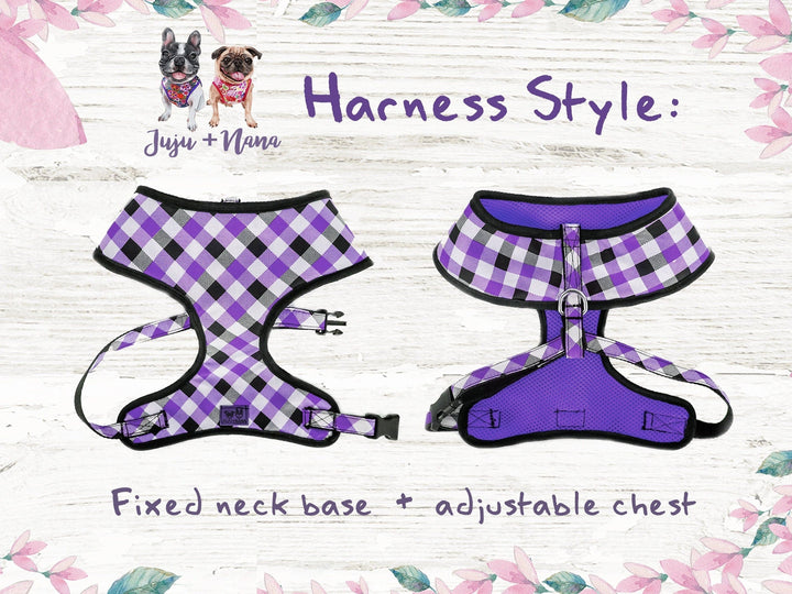 Easter plaid dog harness leash set/ spring summer tartan dog harness and lead/ boy girl dog harness vest/ custom fabric dog harness