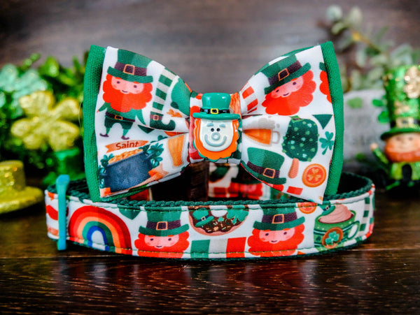St. Patrick's Day dog collar bow tie - Leprechaun