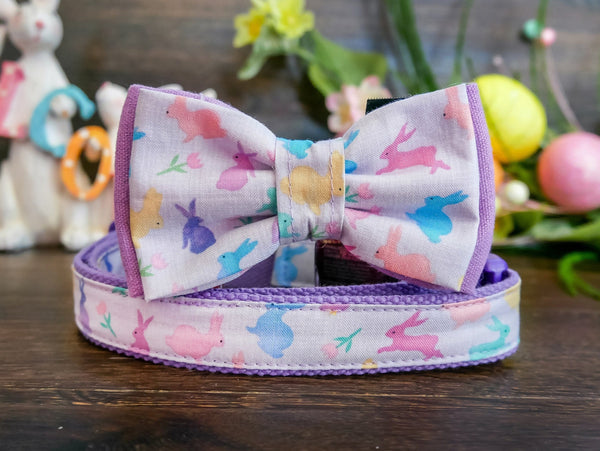 Easter colorful bunnies collar bow tie