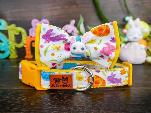 Easter bunny dog collar bow tie/ boy egg dog collar