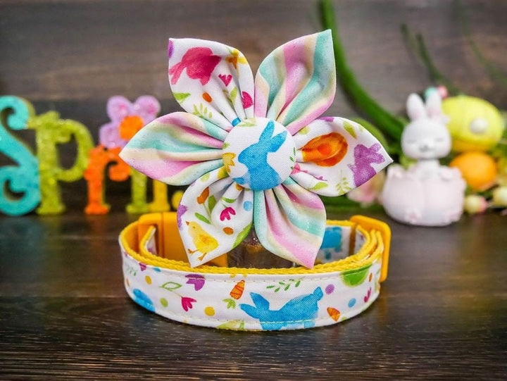 Easter bunny egg dog collar with flower