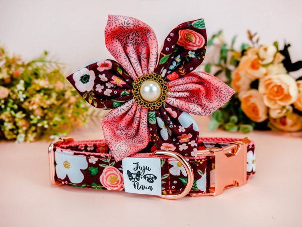 Rifle Paper Co Dog collar with flower - Glitter wildflower