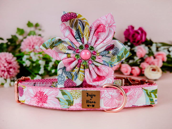 Dog collar with flower - Boho floral