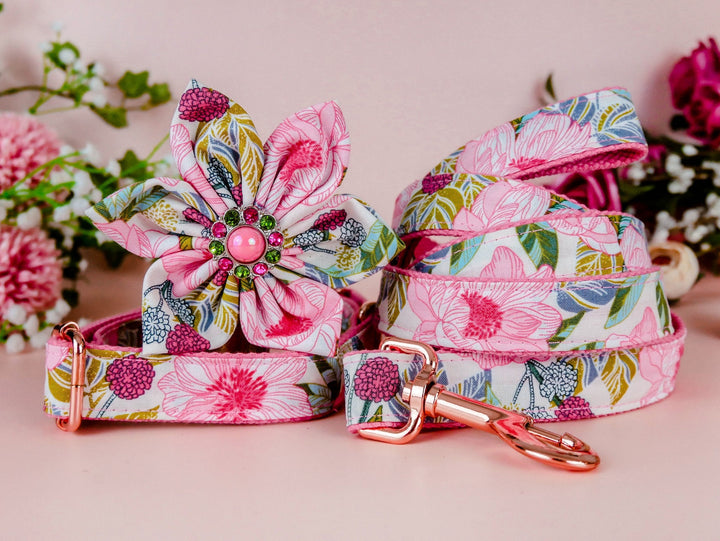 Dog collar with flower - Boho floral