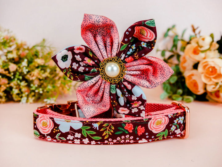 Rifle Paper Co Dog collar with flower - Glitter wildflower