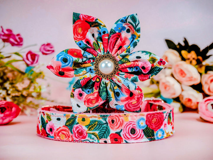 Rifle Paper Co Dog collar with Flower - Garden Party in cream petite