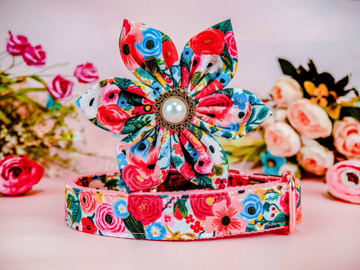 Rifle Paper Co Dog collar with Flower - Garden Party in cream petite