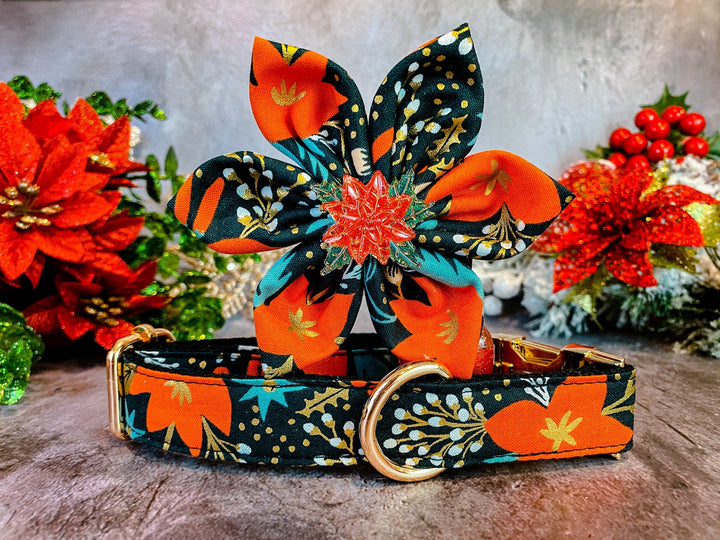 Rifle paper co Christmas poinsettias dog collar Flower