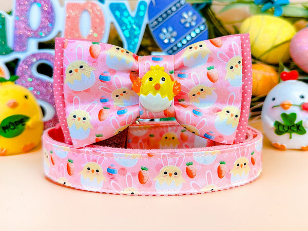 Easter dog collar with bow tie - Bunny Chick