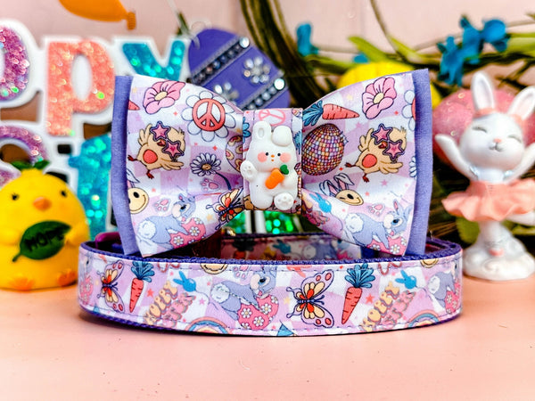 Easter dog collar with bow tie - Groovy melody