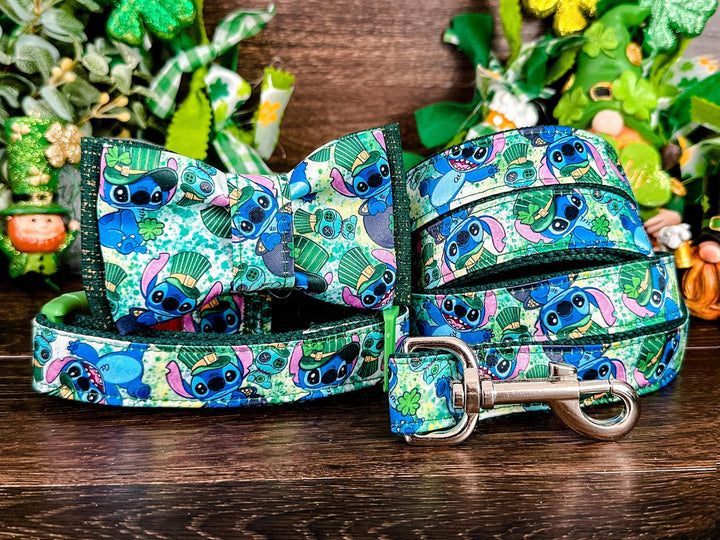 St. Patrick's Day dog collar with bow tie - Lucky Alien