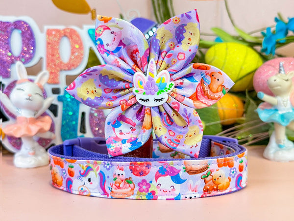 Easter dog collar with flower - Unicorn