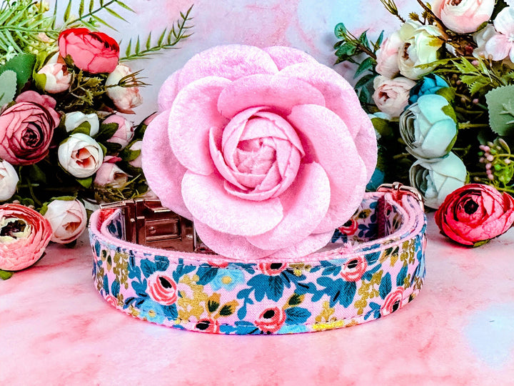 Rifle Paper Co Dog collar with flower - Rosa Pink