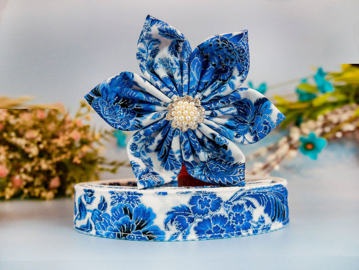 Dog collar with flower - Glitter Chinoiseries