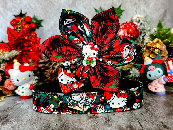 Christmas dog collar with flower - Kawaii Kitty