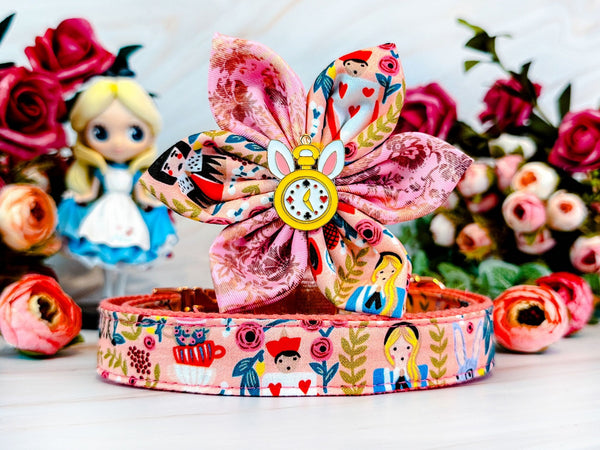 Rifle Paper Co Dog collar with flower - Alice in wonderland in Pink