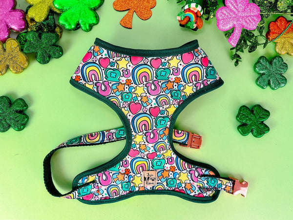 St. Patrick's day dog harness - Rainbow charms