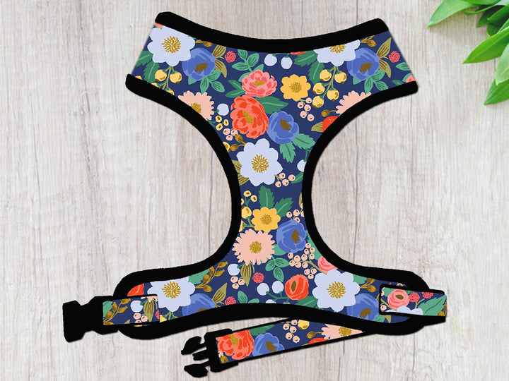 Rifle paper co floral dog harness/ rose flower dog harness vest/ girl female dog harness/ small medium puppy harness/ soft fabric harness