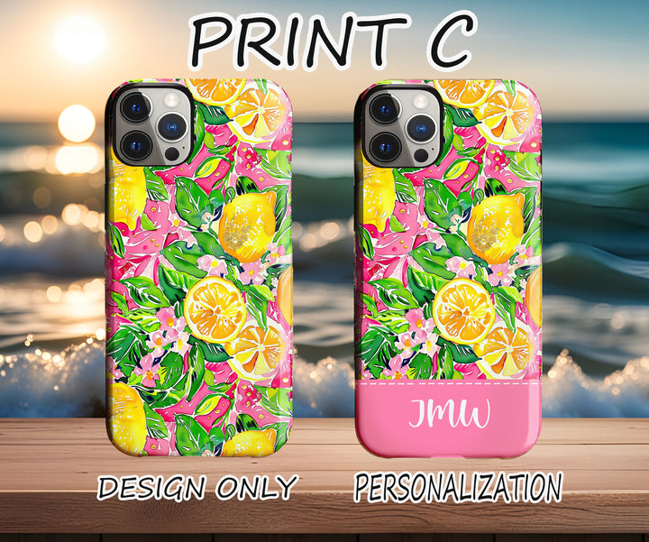 Custom Name pineapple floral Iphone case/ Preppy Tropical flower Phone Case/ iPhone tough Case Personalized Monogram/ gift for mom for her