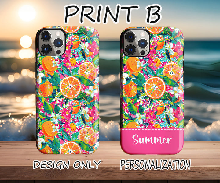 Custom Name pineapple floral Iphone case/ Preppy Tropical flower Phone Case/ iPhone tough Case Personalized Monogram/ gift for mom for her