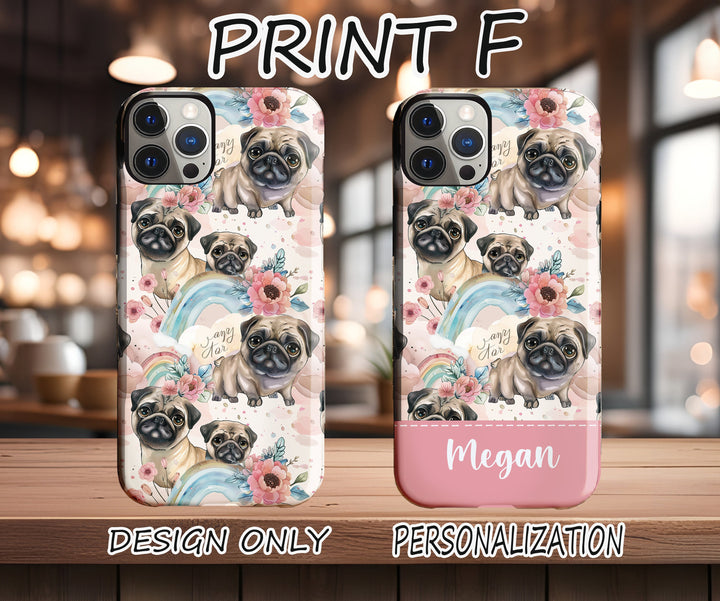 Black Pug floral Iphone case/ custom name iphone case/ Christmas gift for dog mom herflower Phone Case/ Personalized iphone case/ tough case