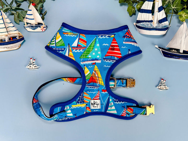 Nautical sailing boat dog harness vest/ Tropical beach dog harness/ summer cute dog harness/ boy girl dog harness/ small medium dog harness