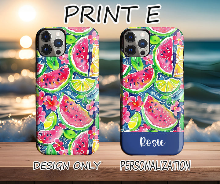 Custom Name pineapple floral Iphone case/ Preppy Tropical flower Phone Case/ iPhone tough Case Personalized Monogram/ gift for mom for her