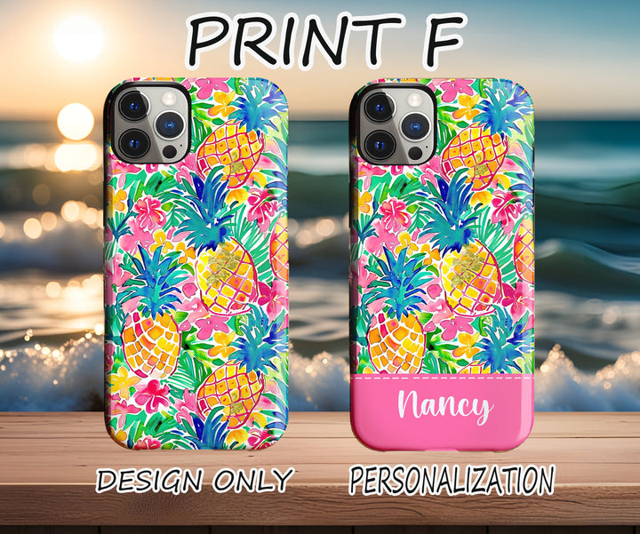 Custom Name Flamingo pineapple Iphone case/ Preppy Tropical Phone Case/ iPhone tough Case Personalized Monogram/ iPhone 15 14 Plus 13 12